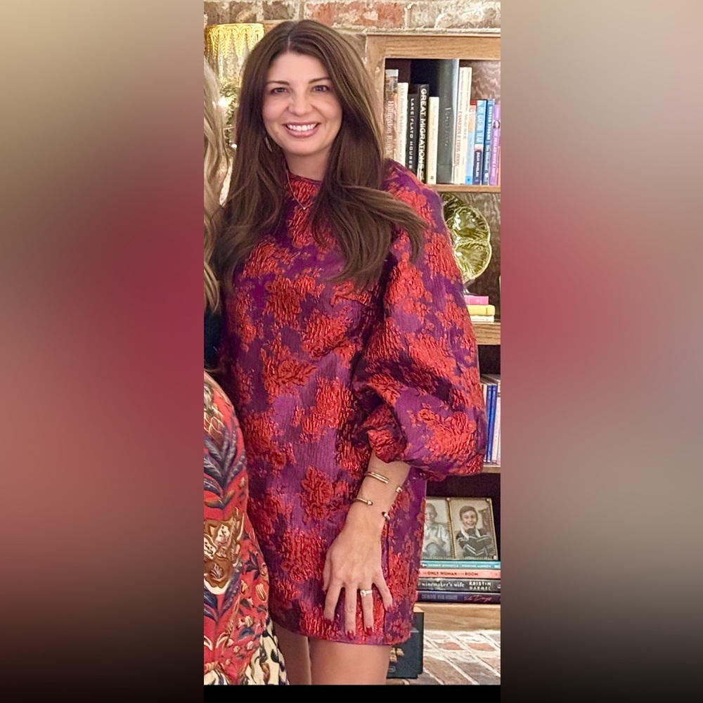 Vibrant Long Sleeve Dress in Purple and Red - Picture 2 of 2